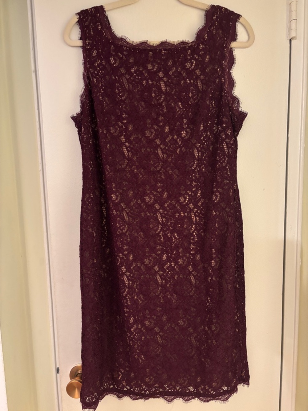 Beautiful Sleeveless Burgundy Lace Sheath Dress